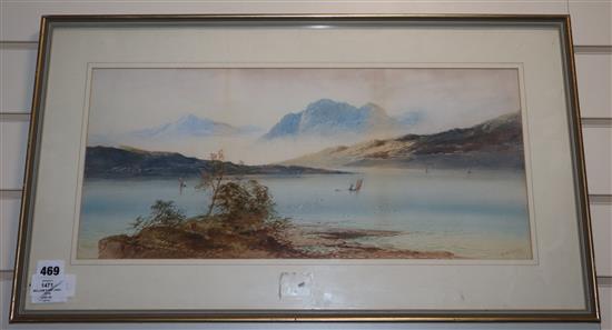 William Earp (1831-1914) watercolour, Loch scene, signed, 24 x 54cm